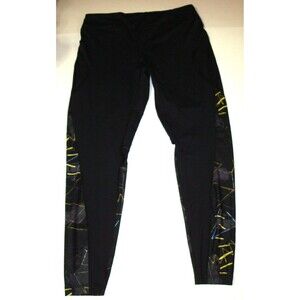Alala Activewear Leggings Blue Black Yellow EUC L Yoga Walking Pilates Gym logo